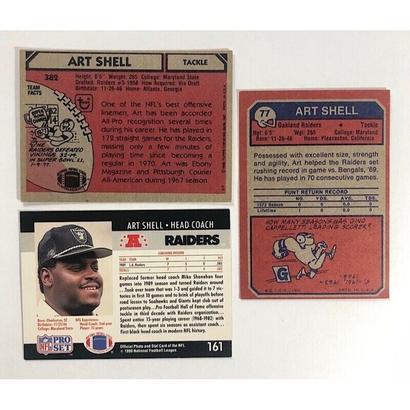 Art Shell OAK/LA RAIDERS 3 Card Lot-1973 Topps RC #77,1980 Topps &  1990 PS - Picture 2 of 2